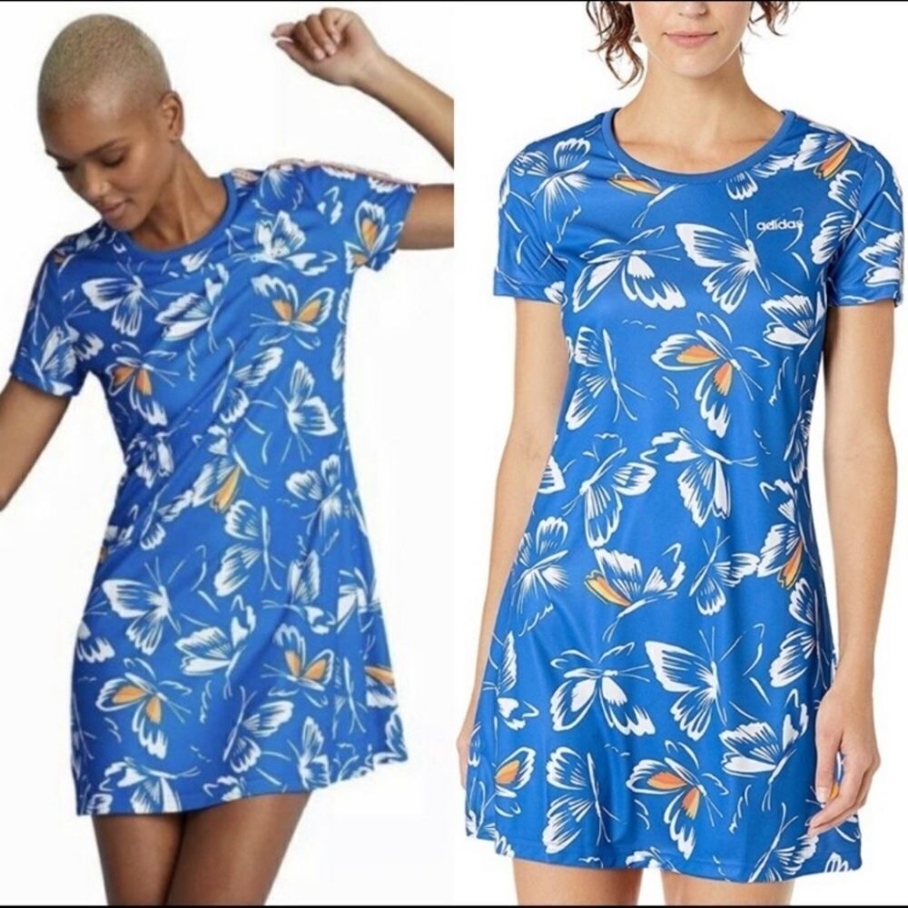 Adidas X Farm Rio Blue Butterfly Athletic Dress Size Xs